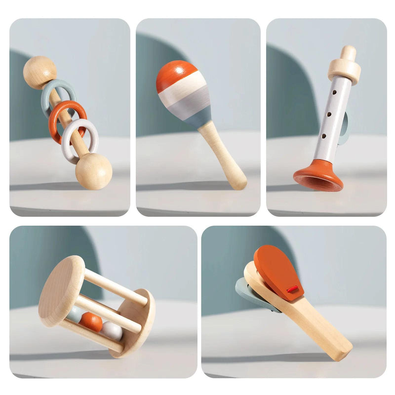 Coffret de hochets musicaux en bois