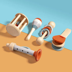 Coffret de hochets musicaux en bois