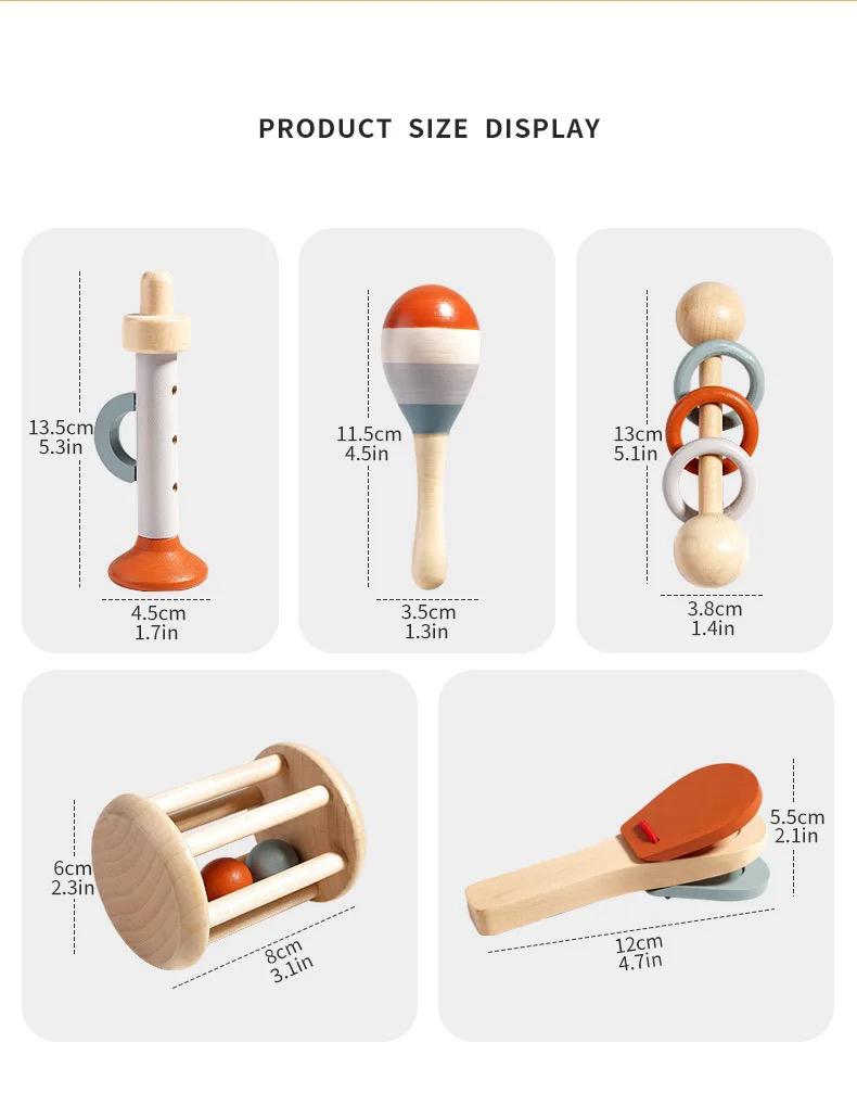 Coffret de hochets musicaux en bois